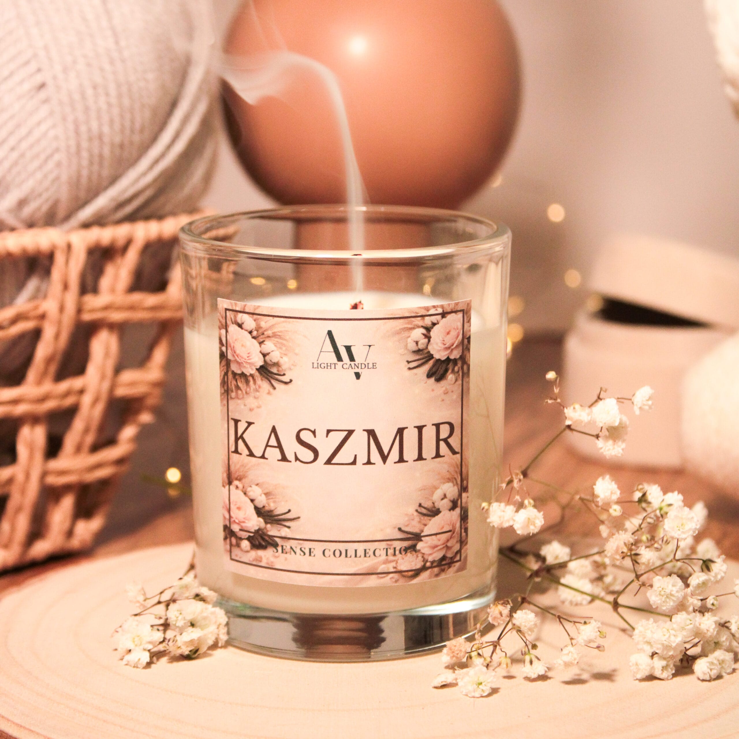 świeca sojowa Kaszmir 200 ml w transparentnym szkle AV Light Candle