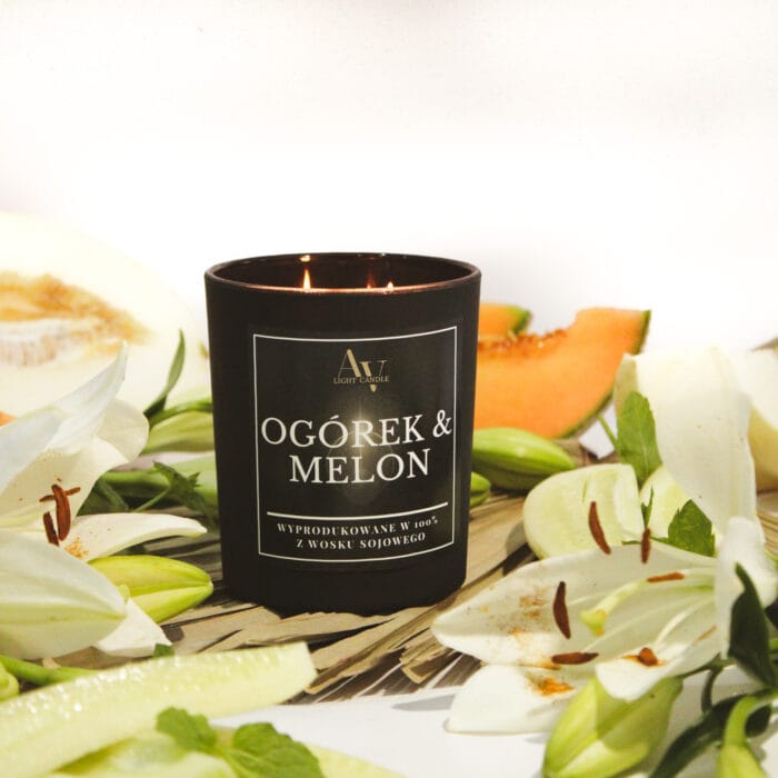 Płonąca świeca sojowa Ogórek & Melon Lumor 280 ml – dwa knoty