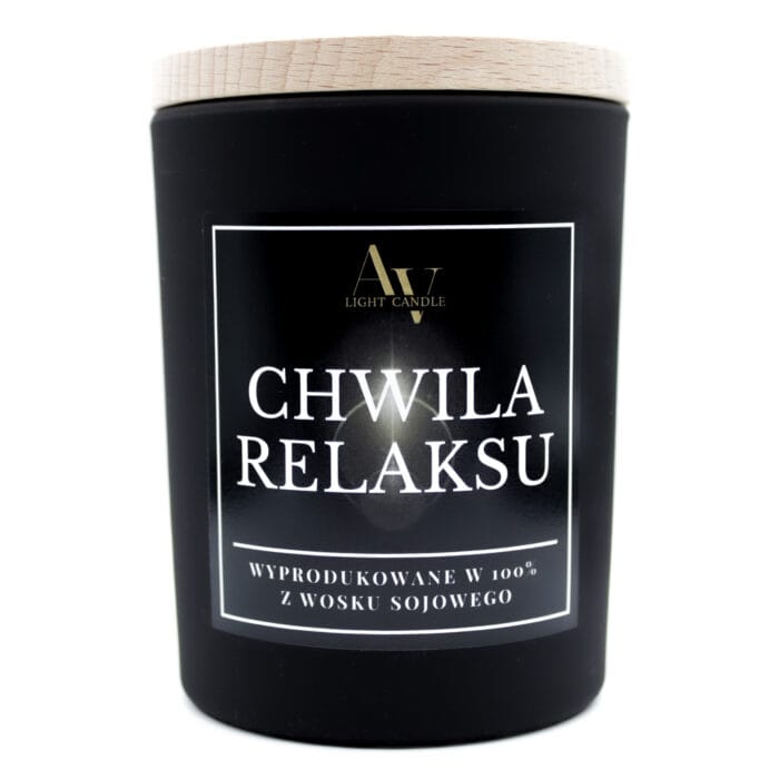 Świeca sojowa Chwila Relaksu AV Light Candle kolekcja Sense 200 ml w czarnym szkle