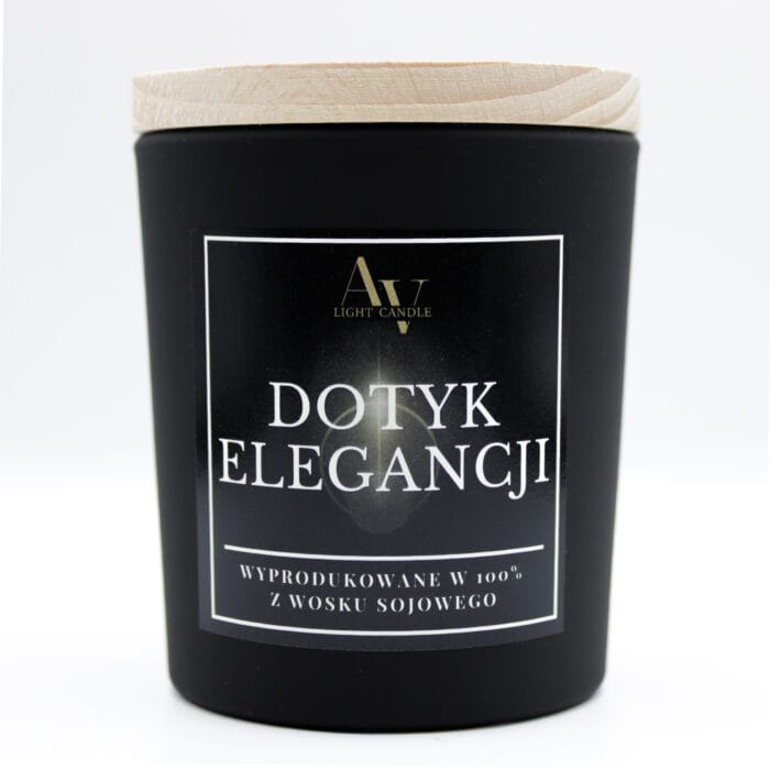 Świeca sojowa AV Light Candle Dotyk Elegancji Ember 130 ml w czarnym matowym słoiku na białym tle