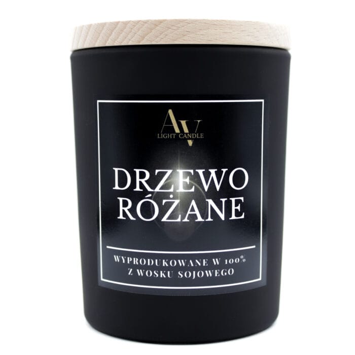 Świeca sojowa Drzewo Różane AV Light Candle kolekcja Sense 200 ml w czarnym szkle