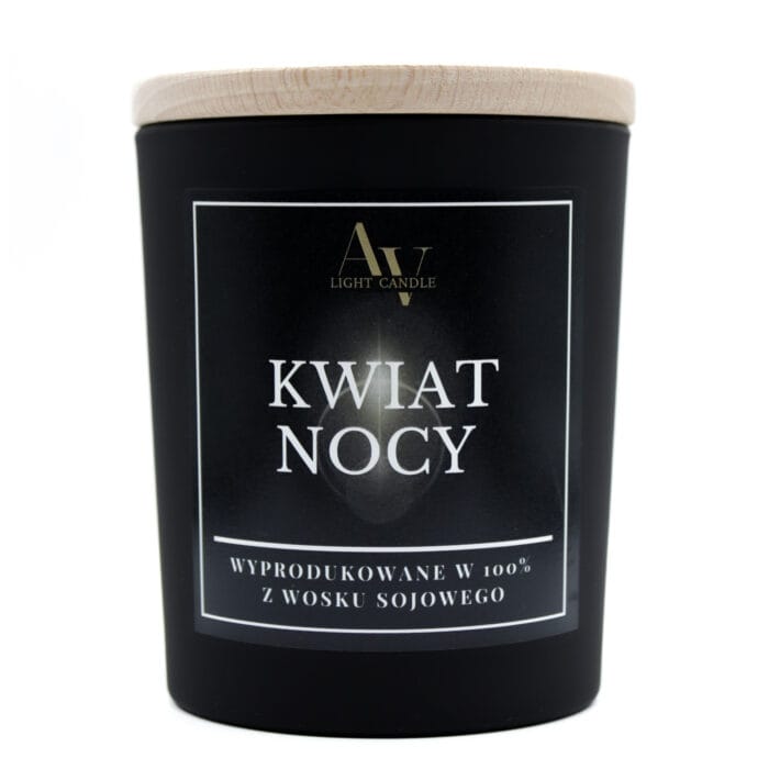 Świeca sojowa Kwiat Nocy AV Light Candle kolekcja Lumor 280 ml w czarnym szkle z dwoma knotami