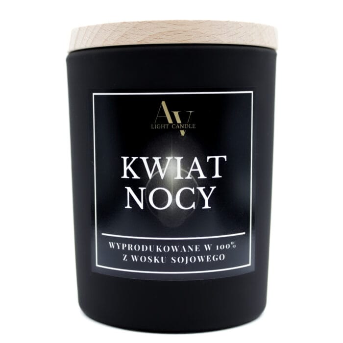 Świeca sojowa Kwiat Nocy AV Light Candle kolekcja Sense 200 ml w czarnym szkle