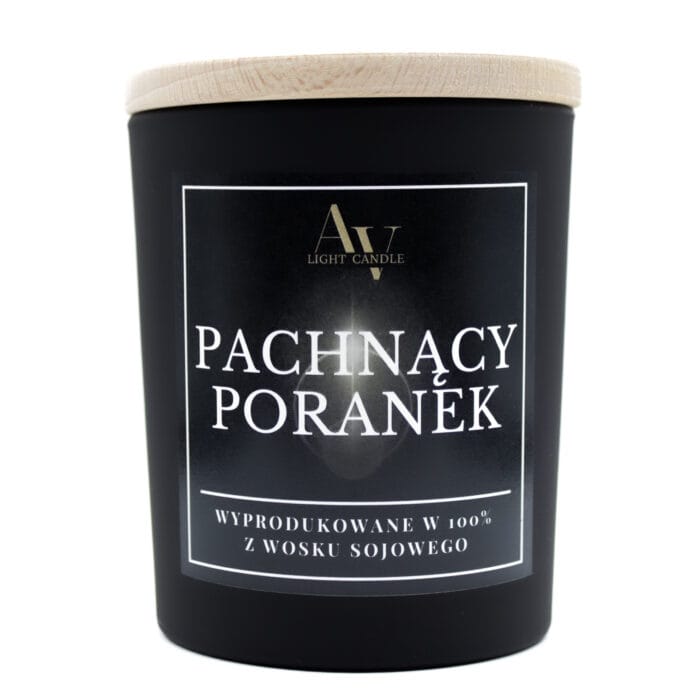 Świeca sojowa Pachnący Poranek AV Light Candle kolekcja Lumor 280 ml w czarnym szkle z dwoma knotami