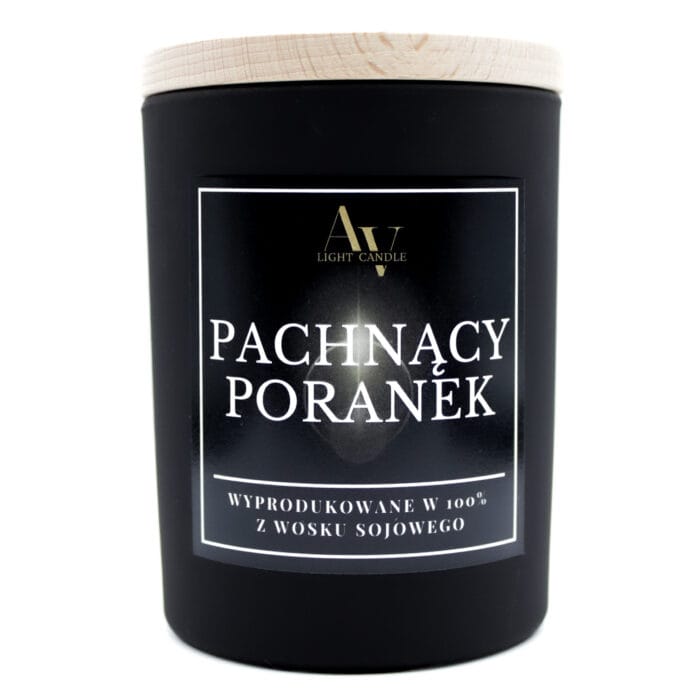 Świeca sojowa Pachnący Poranek AV Light Candle kolekcja Sense 200 ml w czarnym szkle