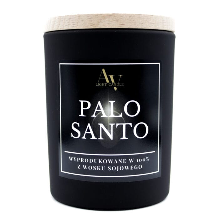 Świeca sojowa Palo Santo AV Light Candle kolekcja Sense 200 ml w czarnym szkle
