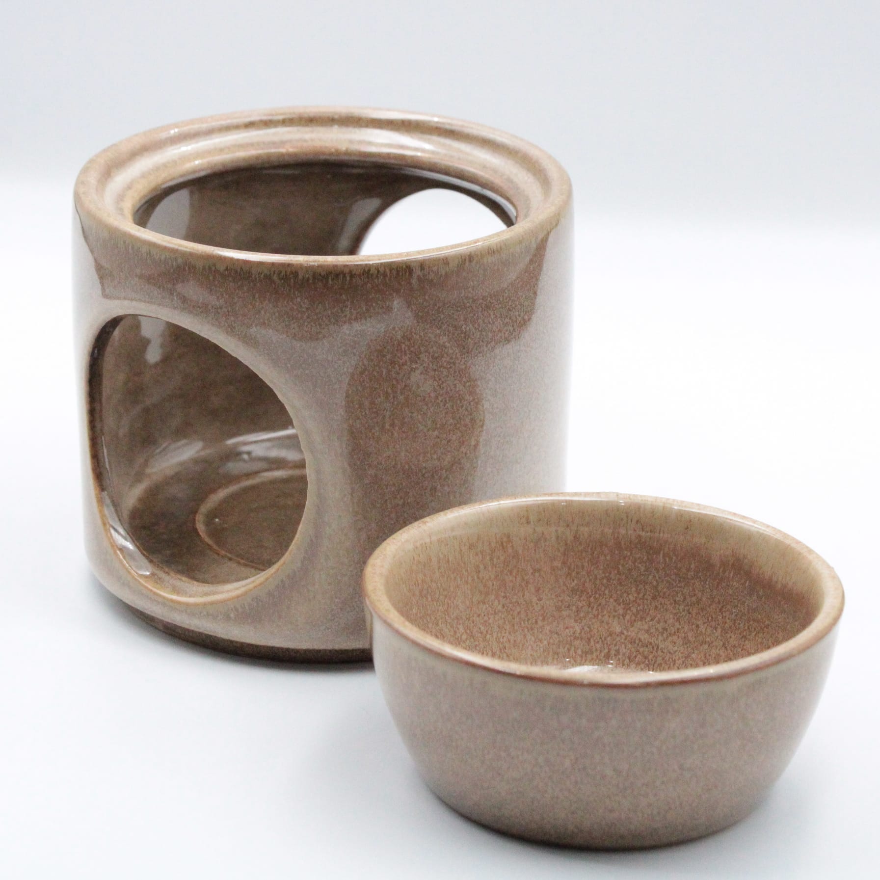 Ceramiczny kominek na wosk zapachowy z wyjmowaną miseczką